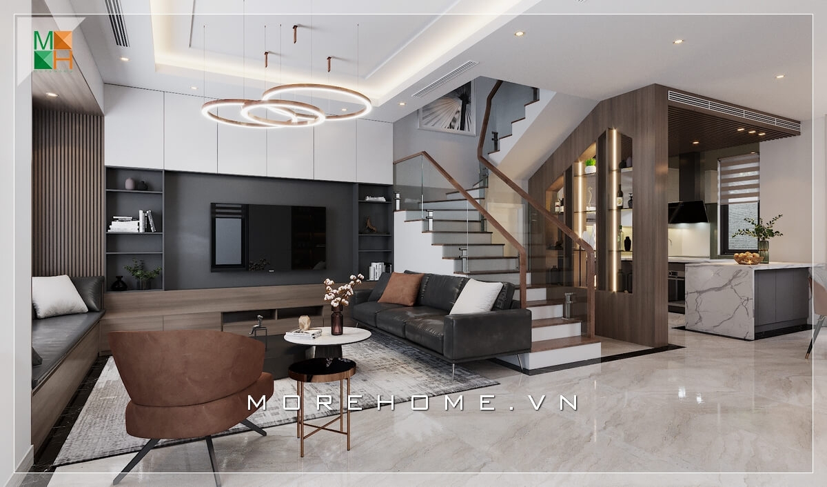 Chiêm ngưỡng mẫu thiết kế phòng khách biệt thự hiện đại với nội thất cao cấp được bố trí hợp lí cuốn hút mọi ánh nhìn thiết kế biệt thự