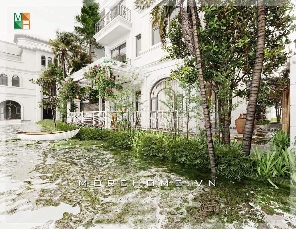 Giới thiệu mẫu thiết kế ngoại thất có ao vườn đẹp thiên về thiên nhiên thiết kế biệt thự